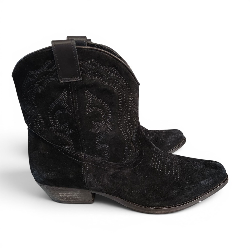 Ba&Sh Colt Short Black Suede Western Boots EU 38 US 7.5 Cowgirl Cowboy